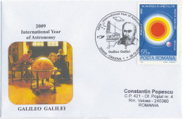 COV 87 - 895 GALILEO GALILEI, Astronomy, Romania - Cover - Used - 2009 - Cartes-maximum (CM)