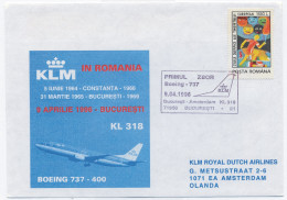 COV 87 - 985 Flight, BUCAREST-AMSTERDAM, Netherlands-Romania - Cover - Used - 1996 - Cartas & Documentos
