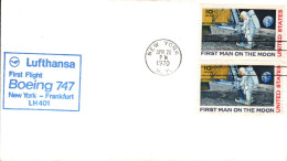 USA ETATS UNIS 1 ER VOL LUFTHANSA  747 NEW YORK-FRANKFURT1970 - Event Covers