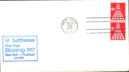 USA ETATS UNIS 1 ER VOL LUFTHANSA  747 NEW YORK-FRANKFURT1970 - Schmuck-FDC