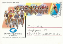 Poland Postcard Used Cp 1144.03: Sport Cycling Peace Race 1997 (postal Circulation Gniezno) - Stamped Stationery