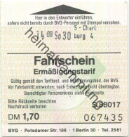 Deutschland - Berlin - BVG - Ermäßigungstarif Fahrschein DM 1,70 1988 - Europe