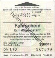 Deutschland - Berlin - BVG - Ermäßigungstarif Fahrschein DM 1,70 1988 - Europa