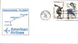 USA ETATS UNIS VOL INAUGURAL AMERICAN AIRLINES 747 NEW YORK-FIJI 1970 - Sobres De Eventos