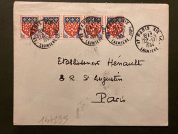 LETTRE TP AMIENS 0,05 Bande De 5 OBL.22-10 1964 PARIS XIX - 1941-66 Stemmi E Stendardi