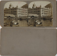 Hongkong Queens Hotel Waterfront, CDV Kabinettfoto China 1902 3D/Stereoskopie - China (Hong Kong)