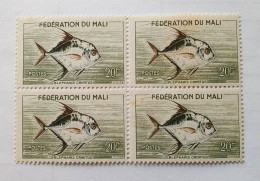 Bloc De 4 Timbres Neufs 20F Fédération Du Mali 1960  - Poissons Blepharis Crinitus  - YT ML5 - Malí (1959-...)