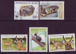 Afrique - Bénin - Faune - 5 Timbres Différents - 6794 - Bénin – Dahomey (1960-...)