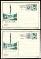 2 X CARTE ILLUSTREE N° 7 - 35c Vert Sur Crème - BRUXELLES COLONNE - SURCHARGEE LION HERALDIQUE 279 - Non Expédiée - Tarjetas Ilustradas (1971-2014) [BK]