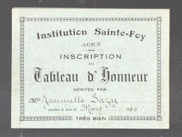 Agen (47) Inscription Au Tableau D'honneur   INSTITUTION  SAINTE FOY  1946  (PPP46792) - Diplomi E Pagelle