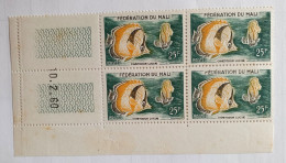 Bloc De 4 Timbres Neufs 25F Fédération Du Mali 1960 Coin Daté 10. 2. 60 - Poisson Chaetodon Luciae  - YT ML6 - Malí (1959-...)