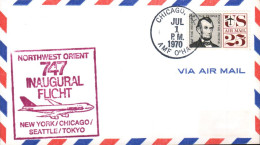 USA ETATS UNIS VOL INAUGURAL 747 NEW YORK-CHICAGO-SEATTLE-TOKYO 1970 - Schmuck-FDC