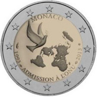 Monaco 2013    2 Euro Commemo  20 Jaar Verenigde Naties   UNC Uit De Rol  UNC Du Rouleaux  !! - Mónaco