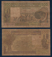 500 Francs CFA, 1989 A, Cote D' Ivoire, F.21, A 936025, Oberthur, P#_06, Banque Centrale États De L'Afrique De L'Ouest - Westafrikanischer Staaten