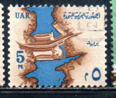 UAR EGYPT EGITTO 1964 1967 NILE AND ASWAN HIGH DAM 5m USED USATO OBLITERE' - Used Stamps