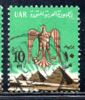 UAR EGYPT EGITTO 1964 1967 EAGLE OF SALADIN OVER PYRAMIDS 10m USED USATO OBLITERE' - Usati