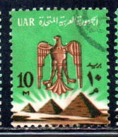 UAR EGYPT EGITTO 1964 1967 EAGLE OF SALADIN OVER PYRAMIDS 10m USED USATO OBLITERE' - Used Stamps