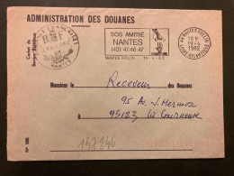 LETTRE DOUANES FRANCAISES NANTES OBL.MEC.19-4 1982 44 NANTES ROLLIN LOIRE ATLANTIQUE - Frankobriefe