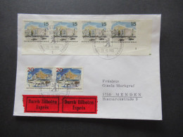 Berlin (West) 1965 Das Neue Berlin MiF Nr.255 Als 4er Streifen Eckrand Mit Formnummer 4 SSt Berlin Durch Eilboten Expres - Cartas & Documentos