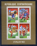 Centrafrique Central Africa Feuillet Collectif Football CM 90 ** - 1990 – Italië