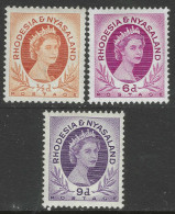 Rhodesia & Nyasaland. 1954-56 QEII. 3 MH Values To 9d (½d, 6d, 9d). SG 1 Etc. M3101 - Rhodesië & Nyasaland (1954-1963)