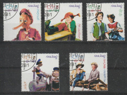 D 1712) BRD 2001 Mi# 2190-94 O: Pinocchio, Pippi Langstrumpf, Heidi, Jim Kopf Der Lokomotivführer, Tom Sawyer - Fairy Tales, Popular Stories & Legends