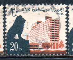 UAR EGYPT EGITTO 1964 1967 LION AND NILE HILTON HOTEL 20m USED USATO OBLITERE' - Used Stamps