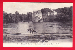 F-37-Ballan-01P43 Le Grand Moulin Et Le Cher, Barques, Petite Animation, Cpa - Ballan-Miré