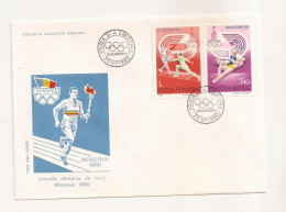 P1 Plic FDC ROMANIA - Prima Zi A Emisiunii -Jocurile Olimpice De Vara Moscova 1980 - Necirculat - First Day Cover - FDC