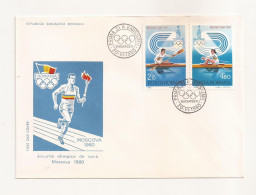 P1 Plic FDC ROMANIA - Prima Zi A Emisiunii -Jocurile Olimpice De Vara Moscova 1980 - Necirculat - First Day Cover - FDC