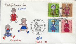 Allemagne Fédérale 1968 Y&T 436 à 439 Sur FDC, Poupées De Nuremberg - Poupées