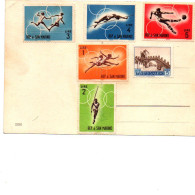 SAINT MARIN Timbre 1 2 3 4 5 Lire Thème Sport Sur Carte Postale - Unused Stamps