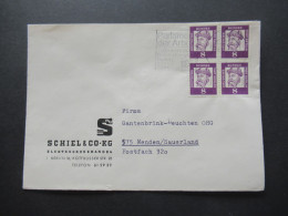 Berlin (West) 1961 Bedeutende Deutsche Nr.201 (4) MeF Als 4er Block / 2 Waagerechte Paare! Umschlag Schiel & Co. Berlin - Storia Postale