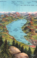 SUISSE - Plan Du Lac Léman - Carte Postale Ancienne - Lausanne