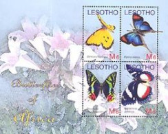 LESOTHO 2007 - Papillons (Danaus Chrysippus) - 4 Timbres émis En Feuillet - Lesotho (1966-...)