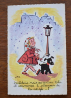 G349 Depechons Nous De Rentrer Kiki Il Commence A Pleuvoir De La Neige..!  Girl With The Dog - Bandes Dessinées