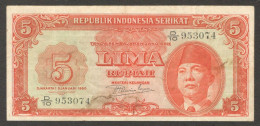 Republik Indonesia Serikat 5 Rupiah President Soekarno P-36 1950 VF - Indonésie