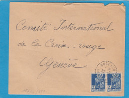LETTRE DE BUGEAUD POUR GENEVE,1943. CACHET ALLEMAND "FELDPOST" AU VERSO. - Cartas & Documentos