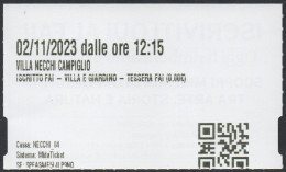 ITALIA MILANO 2023 - VILLA NECCHI CAMPIELLO - BIGLIETTO D'INGRESSO - Tickets - Entradas