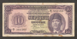 Republik Indonesia Serikat 10 Rupiah President Soekarno P-37 1950 VF - Indonésie