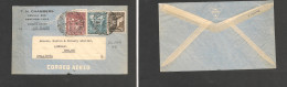 CHILE. Chile - Cover -1940 March 330 Stgo To UK Lincoln Mult Fkd Env Air Via Air France Ville De Montevideo".  Ex-Prof W - Cile