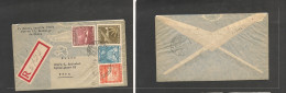 CHILE. Chile - Cover - 1954 4 Oct Stgo 11 To Switzerland Bern Registr Air Mult Fkd Env Rate $37.00 Pesos Arrival 7 Oct.  - Cile