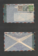 CHILE. Chile - Cover - 1941 17 Aug Stgo To UK London. Air Panagra Mult Fkd Env+ Censor Rate $9.60 Late Atlantic Sea Cros - Chile