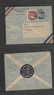 CHILE. Chile - Cover - 1951 16 Sept Stgo To USA Pha Air Mult Fkd Env At 10,20$ Rate, Reverse Color Bank Illustr Seal Nat - Cile