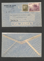 CHILE. Chile - Cover - 1951 6 Oct Valp To USA Pha Air Mult Fkd Env Rate $5.80. Ex-Prof West UK Airmails Coll.- . Easy De - Cile