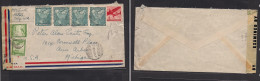 CHILE. Chile - Cover - 1945 Tocopila To USA Ann Arbor Air Mult Fkd Env Mixed US Stamp, Fine. Easy Deal. - Cile
