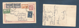 BULGARIA. 1922 (30 Jan) Sofia - Germany, Calbe. 10p Red + Five Adtls Stationary Card, Tied Cds. VF Usage. - Altri & Non Classificati