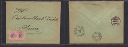 BRAZIL. 1896 (16 Nov) Becovado - Switzerland, Zurich (4 Dec) 200rs Fkd Env Cds. - Other & Unclassified