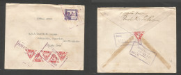 BOLIVIA. 1938 (14 Sept) La Paz - Santa Cruz (16 Sept) Air Internal Multifkd Front And Reverse Env Incl 6x Multitax 5c Re - Bolivia