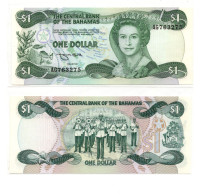 Bahamas Central Bank 1 Dollar 1974 (1984) QEII P-43b Smith Signature UNC - Bahamas